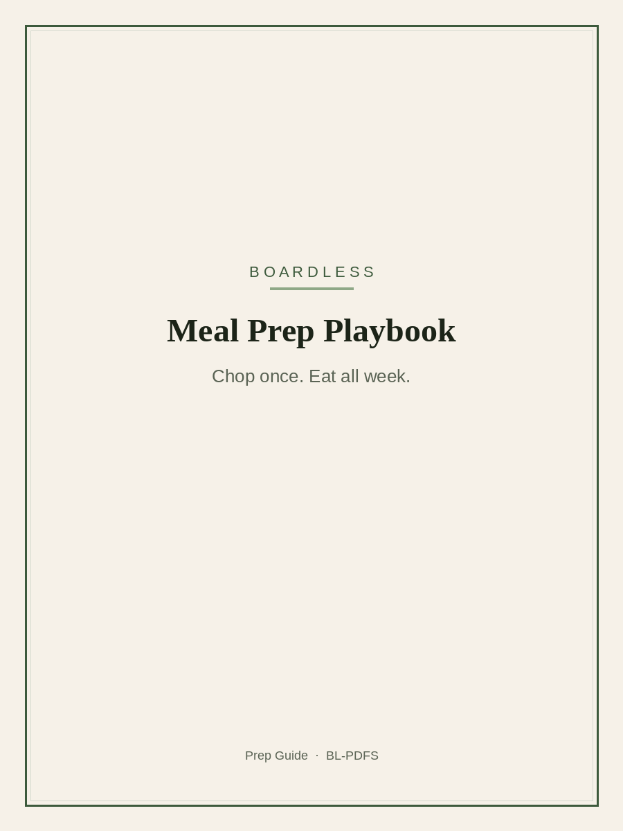 Boardless Meal Prep Playbook cover — Premium Meal Programs digital bundle